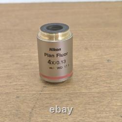 Nikon Plan Fluor 4x/0.13? /- WD 17.1 Microscope Objective Lens