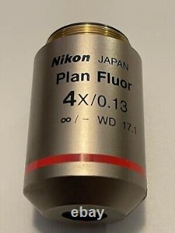 Nikon Plan Fluor 4x/0.13 Wd 17.1 Cfi Microscope Objective Lens
