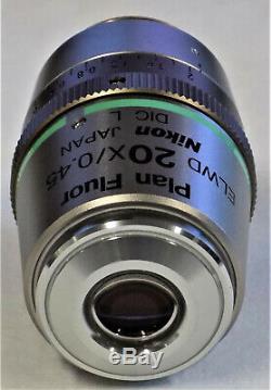Nikon Plan Fluor Elwd 20x/0.45 DIC L /0-2 Wd 7.4 M25 Microscope Objective