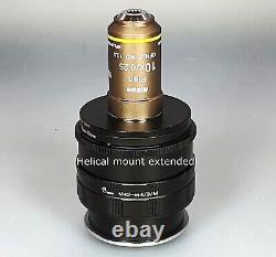 Nikon Plan microscope objective, x10/0.25 and MFT helical focus mount for Macro